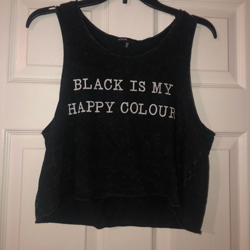 “Black is my happy colour” Crop tank